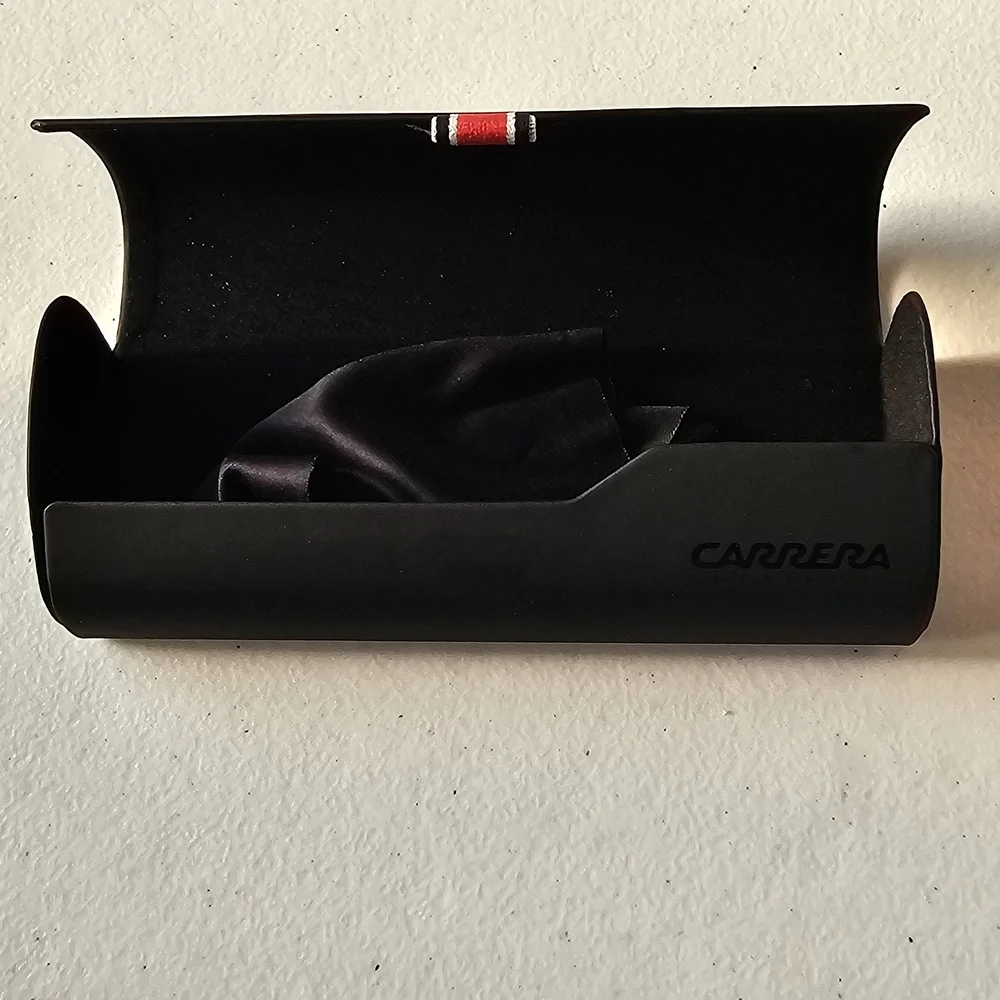 Carrera Black Sunglasses Holder with Red, White, and Black Accent